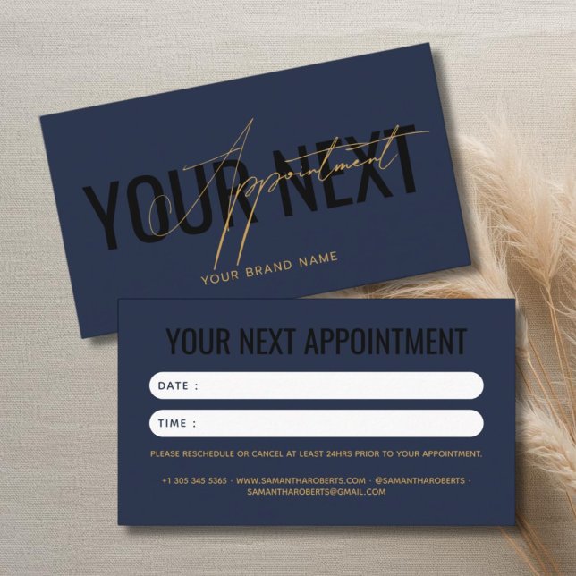 Modern professional navy blue your next appointment card (Creator Uploaded)