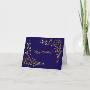 Modern Professional Navy & Gold Christmas Card