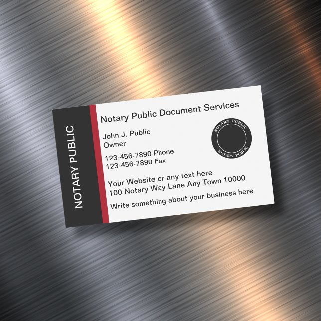 Modern Professional Notary Public Magnetic Business Card (Creator Uploaded)