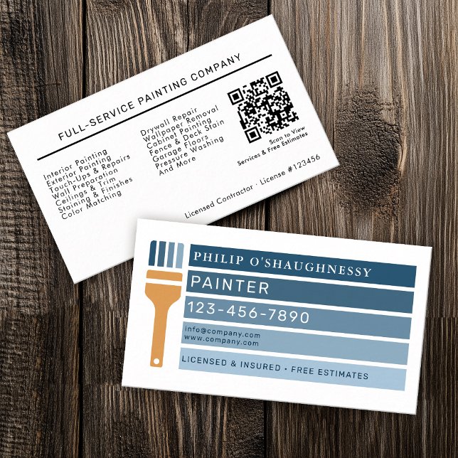 Modern Professional Painting Service QR Code  Business Card (Creator Uploaded)