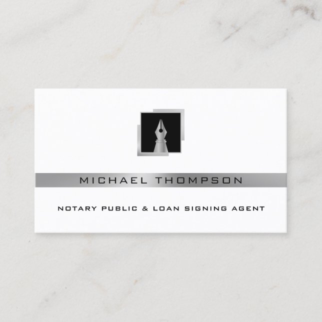 Modern professional pen logo  business card (Front)