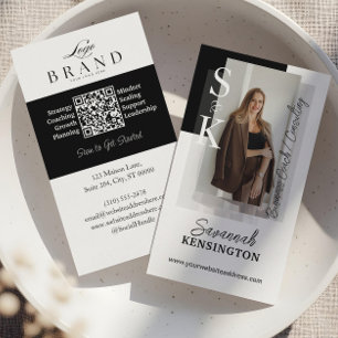 Modern Professional Photo Monogram & Logo QR Code Business Card