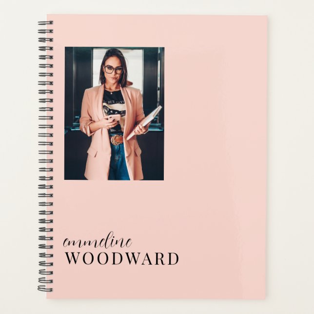 Modern Professional Photo Peach Pink Personalised Planner (Front)