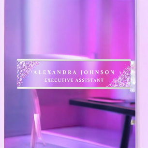 Modern Professional Pink Purple Sparkle Glitter Door Sign