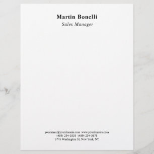 Modern Professional Plain Black & White Classical Custom Letterhead
