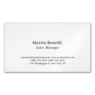 Modern Professional Plain Black & White Classical Magnetic Business Card
