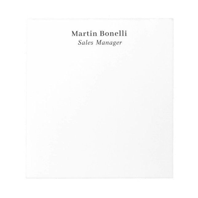 Modern Professional Plain Black & White Classical Notepad (Front)