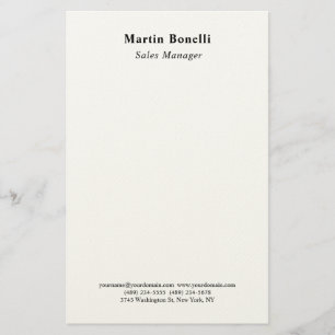 Modern Professional Plain Black & White Classical Stationery
