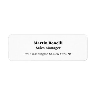 Modern Professional Plain Black & White Serif Font Return Address Label