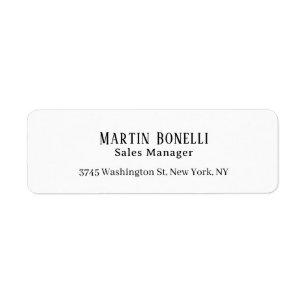 Modern Professional Plain Black & White Serif Font Return Address Label