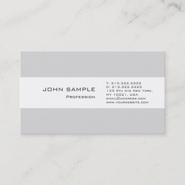 Modern Professional Plain Simple Elegant Grey Business Card (Front)
