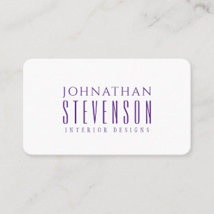 Modern Professional Plain White and Royal Purple Business Card