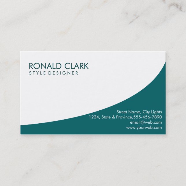 Modern Professional Plain White Cyan Automative Business Card (Front)