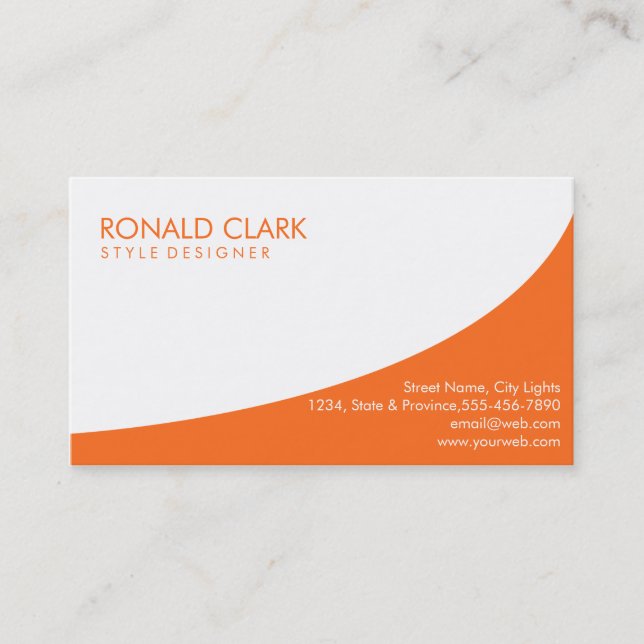 Modern Professional Plain White Simple Orange Business Card (Front)