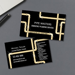 Modern Professional Plumber Pipes Plumbing Tools Business Card
