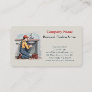 Modern Professional Plumbing Plumber Service Business Card