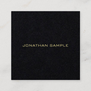 Modern Professional Premium Black Gold Name Text Square Business Card