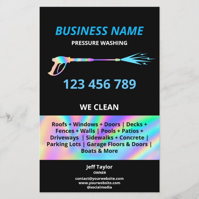 Modern Professional Pressure Washing Power Washing Flyer (Front)
