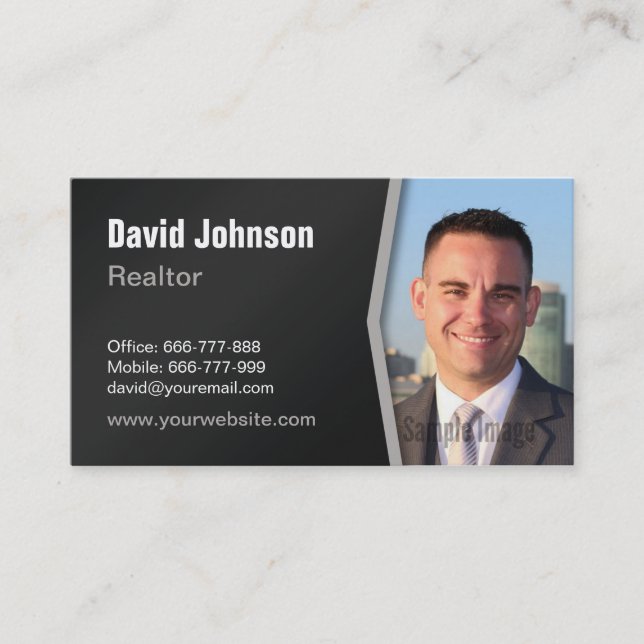 Modern Professional Real Estate Realtor Photo Business Card (Front)
