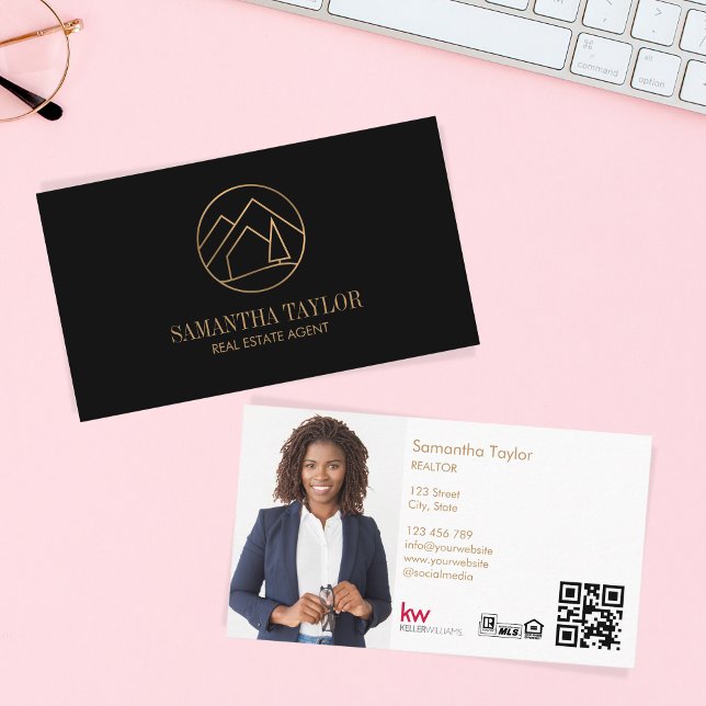 Modern Professional Realtor Mountain Realty QRCode Business Card (Creator Uploaded)