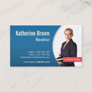 Modern Professional Realtor Real Estate Blue Photo Business Card