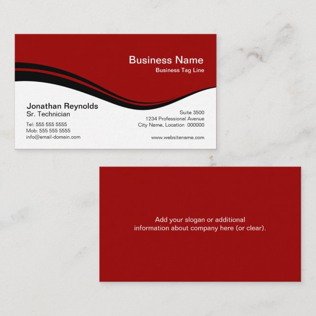 Modern Professional Red Business Card (Front/Back)