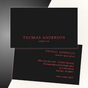 Modern Professional Red on Black Business Card