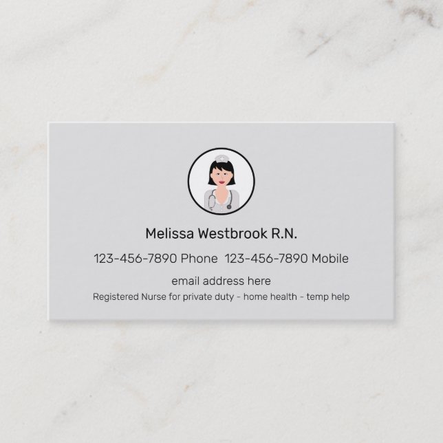 Modern Professional Registered Nurse Medical Business Card (Front)