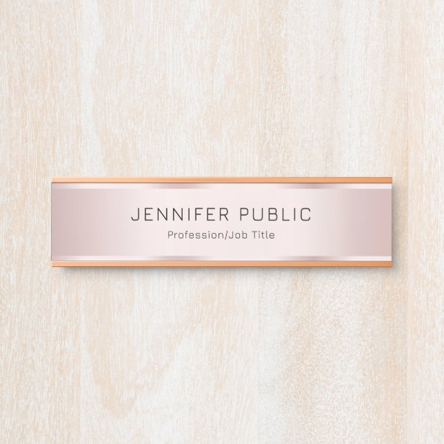 Modern Professional Rose Gold Elegant Template Door Sign (Front)