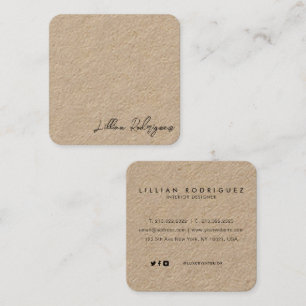 Modern Professional Rustic Kraft Black Signature Square Business Card