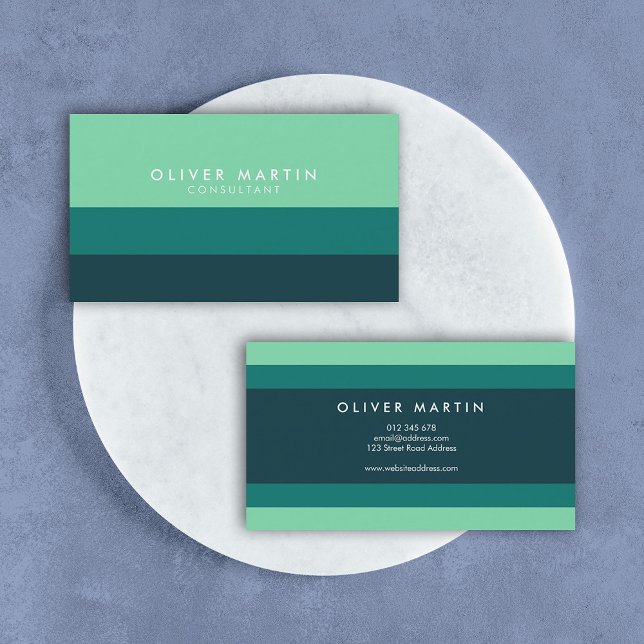 Modern Professional Shades of Green Colour Block Business Card (Creator Uploaded)