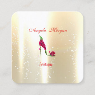 Modern Professional Shiny Gold ,Flower Heels Square Business Card