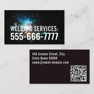 Modern Professional Silver Metal Welder QR Code Business Card