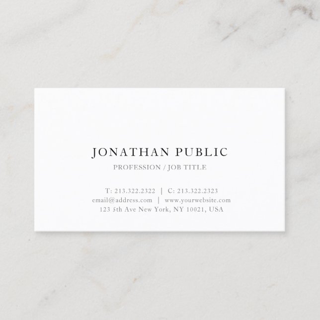 Modern Professional Simple Design Elegant Template Business Card (Front)