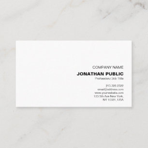 Modern Professional Simple Elegant White Business Card
