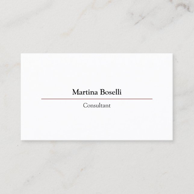 Modern Professional Simple Plain White Business Card (Front)