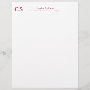 Modern Professional Simple Template Pink-Red Custom Letterhead