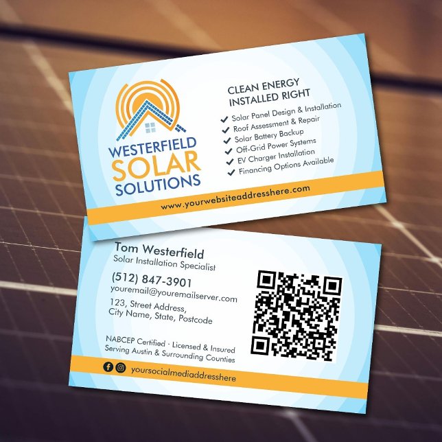 Modern Professional Solar Panel Installation Business Card (Creator Uploaded)
