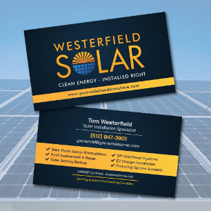 Modern Professional Solar Panel Installation Business Card