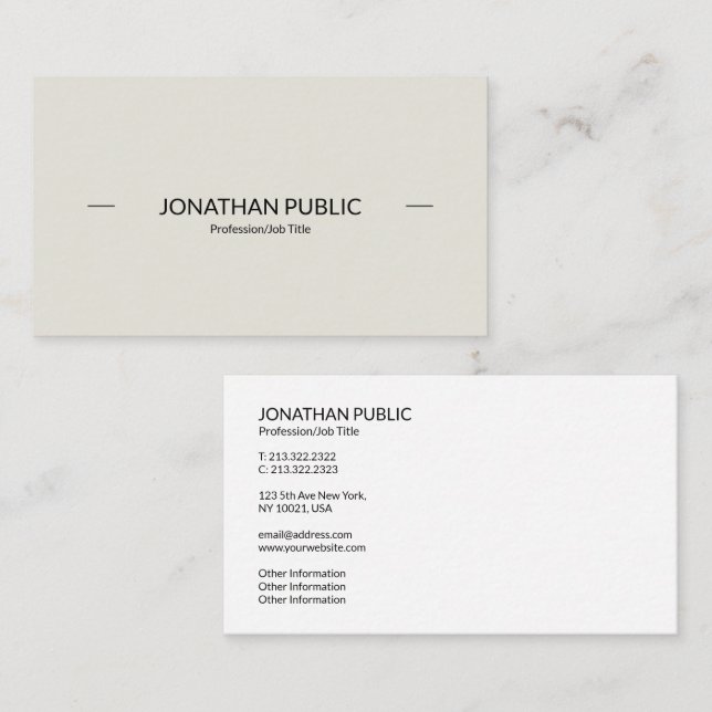 Modern Professional Sophisticated Simple Plain Business Card (Front/Back)