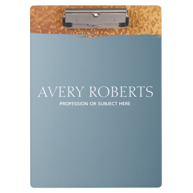 Modern Professional Steel Blue gold stripe Clipboard (Front)