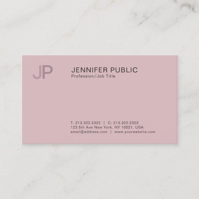 Modern Professional Stylish Colour Monogram Plain Business Card (Front)