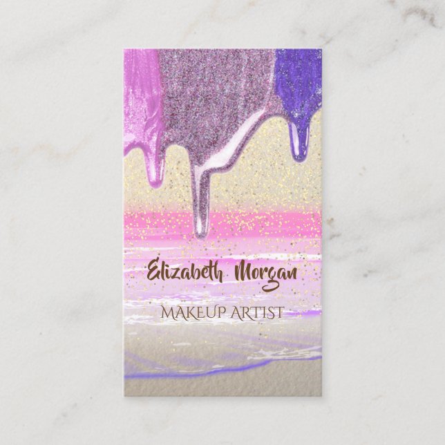 Modern Professional Stylish ,Gold Confetti,Drops Business Card (Front)