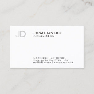 Modern Professional Stylish Monogram White Plain Business Card