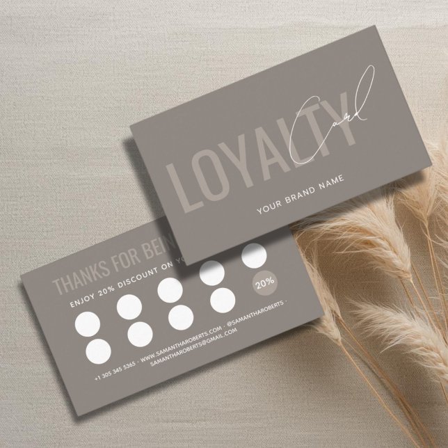 Modern professional taupe customer loyalty card (Creator Uploaded)