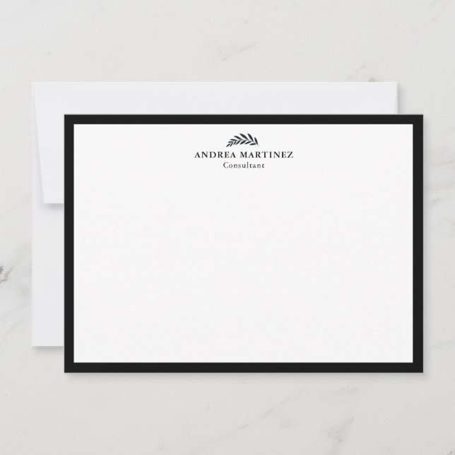 Modern Professional Thick Black Border Note Card (Front)