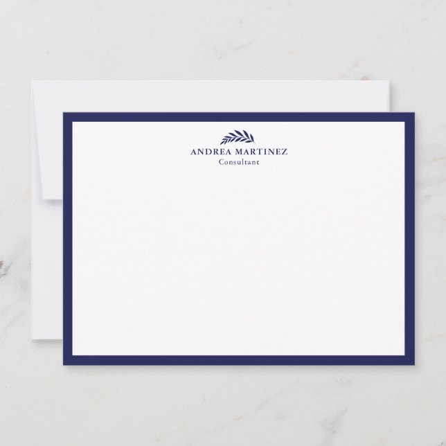 Modern Professional Thick Navy Blue Border Card (Front)