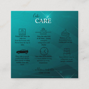 Modern Professional Turquoise Cake Care Square Business Card