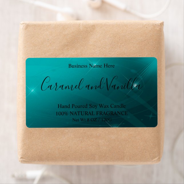 Modern Professional Turquoise Candles Label (Insitu)