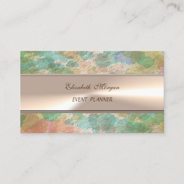 Modern  Professional,Watercolor Splash, Stripe Business Card (Front)